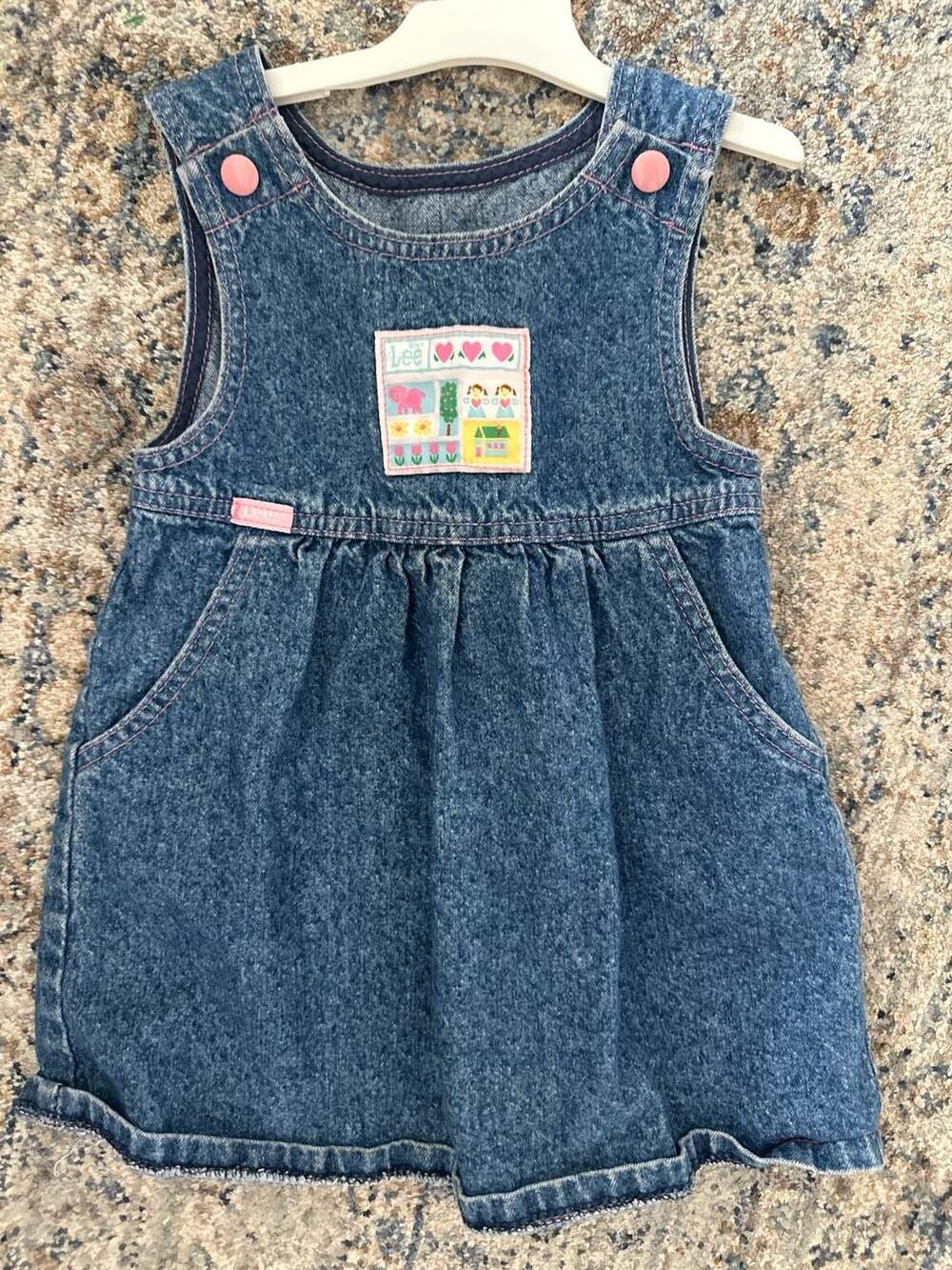 Vintage Lee Denim Pinafore Dress with Graphic Patch